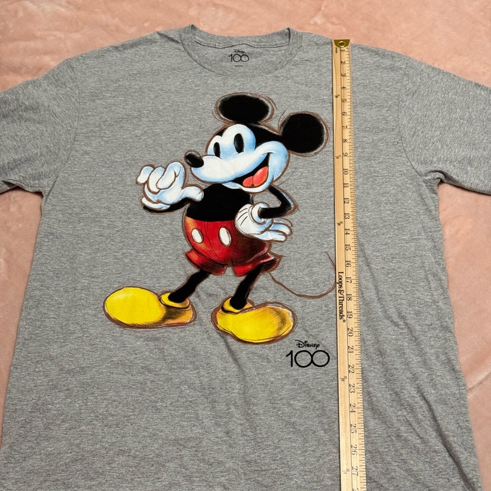Disney Gray Men's Mickey Mouse Graphic Tee with Red Shorts and Yellow Shoes - Picture 2 of 5